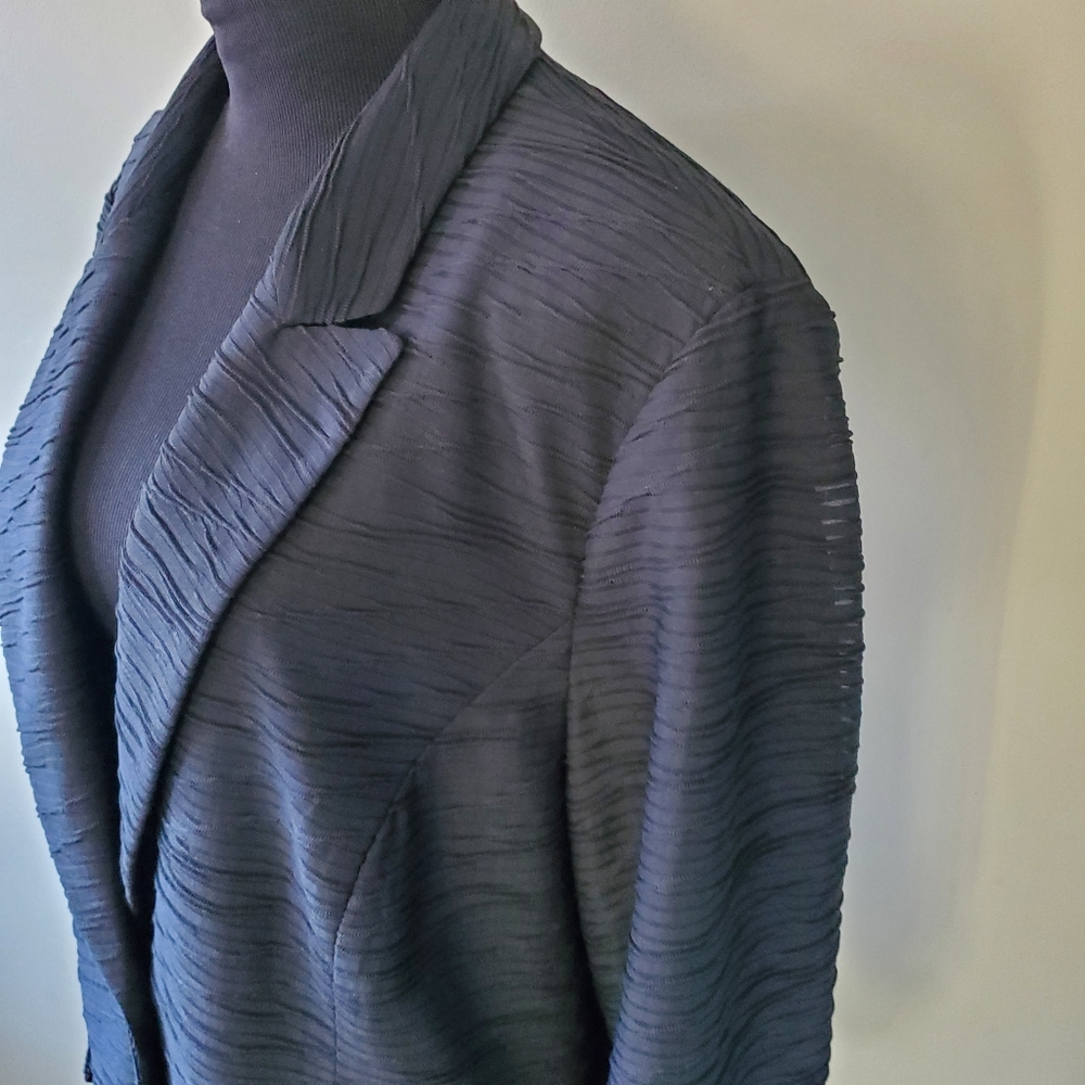 Chico's XL Modern Contemporary Whimsigoth Romantic Illusion Sleeve Blazer - Picture 9 of 14